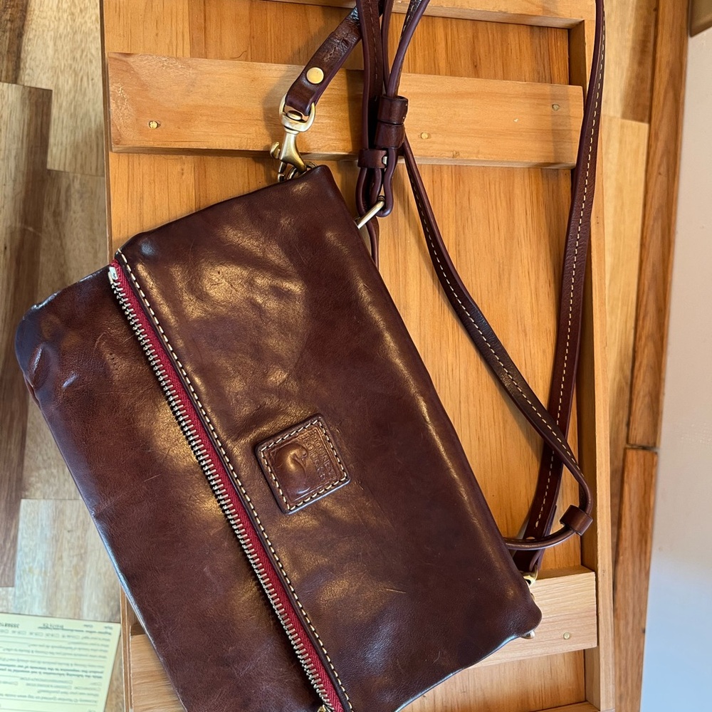 Dooney & Bourke Brown Leather Crossbody Bag with Vintage Patina